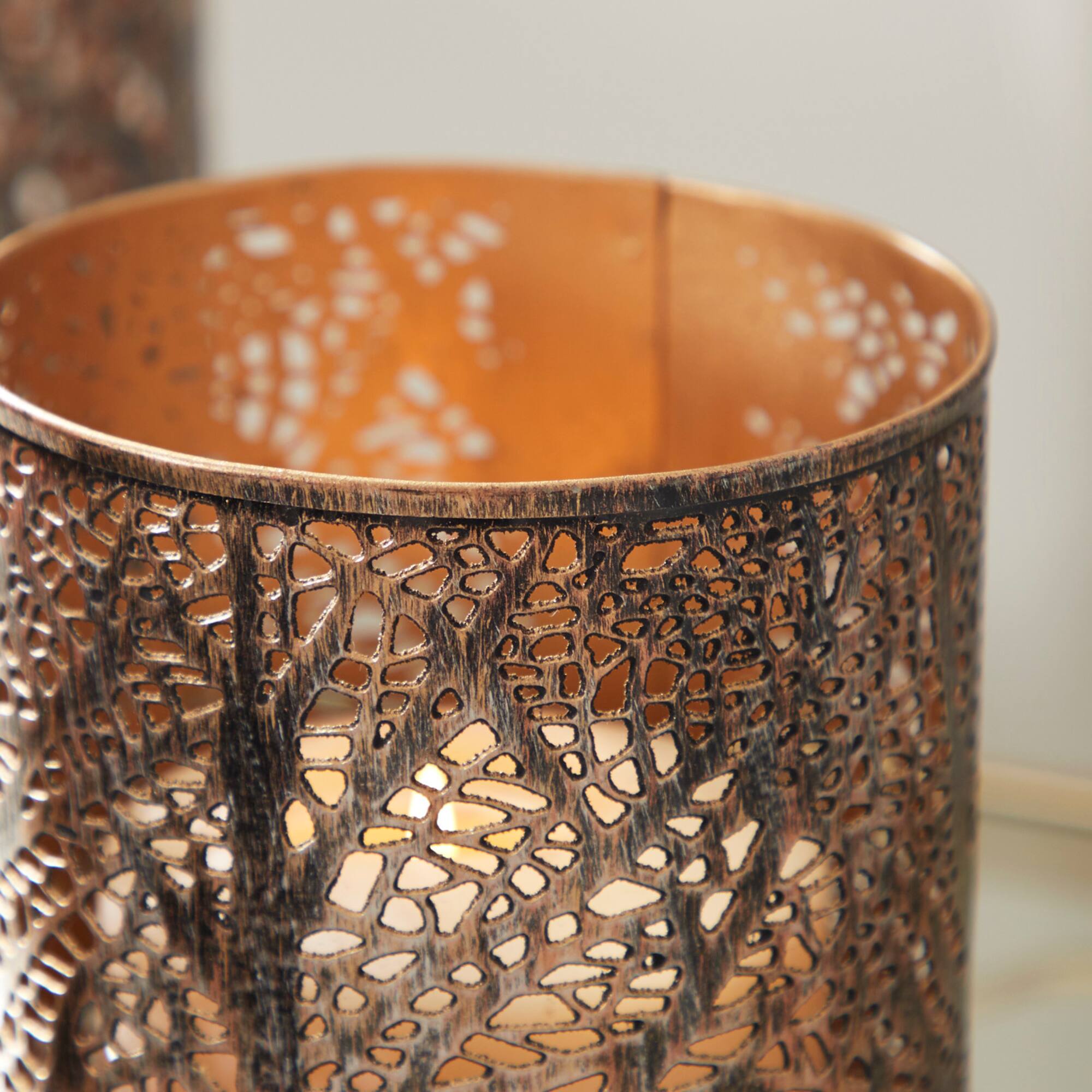 Set of 3 Metal Eclectic Lantern, 6", 9